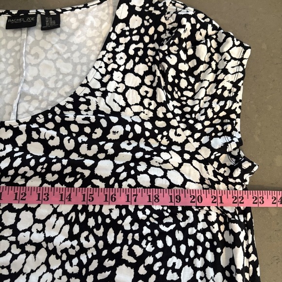 Rachel Zoe 2X Black White Animal Print Short‎ Sleeve Casual Shift Dress Loose - Picture 8 of 10